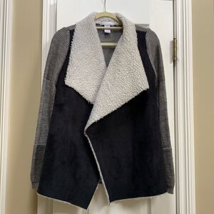 Faux Suede Sherpa Wrap Jacket